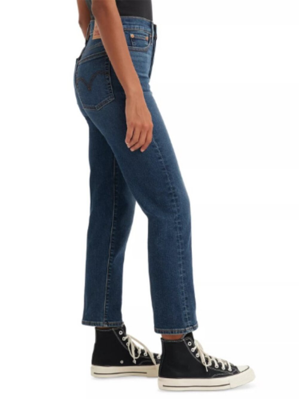 Levi's Wedgie Straight Leg High Rise Cropped Ripped Jeans